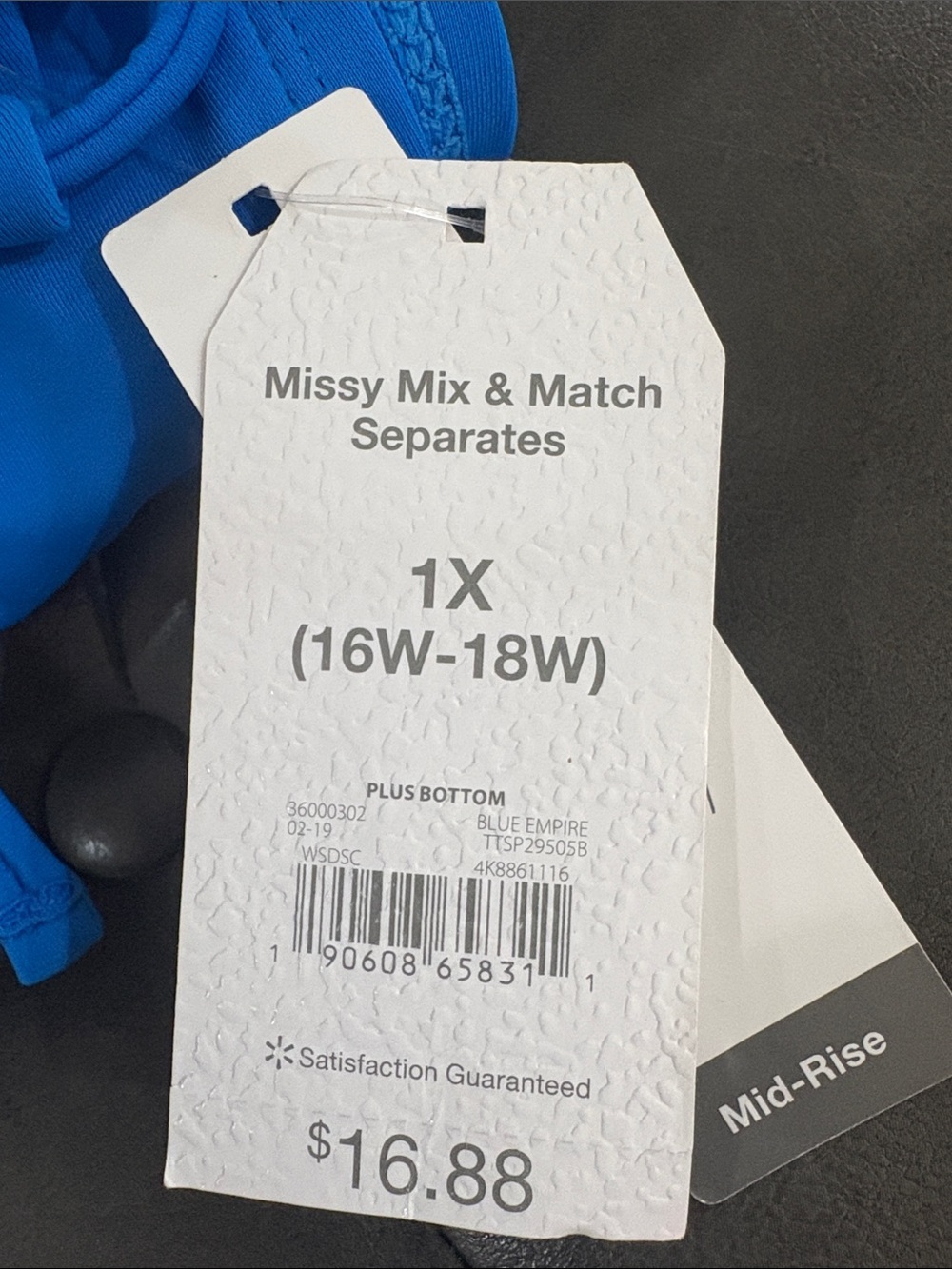 NWT Time & Tru Mix & Match Bikini Bottom Blue Empire Plus Size 1X (16W-18W) - Picture 5 of 5